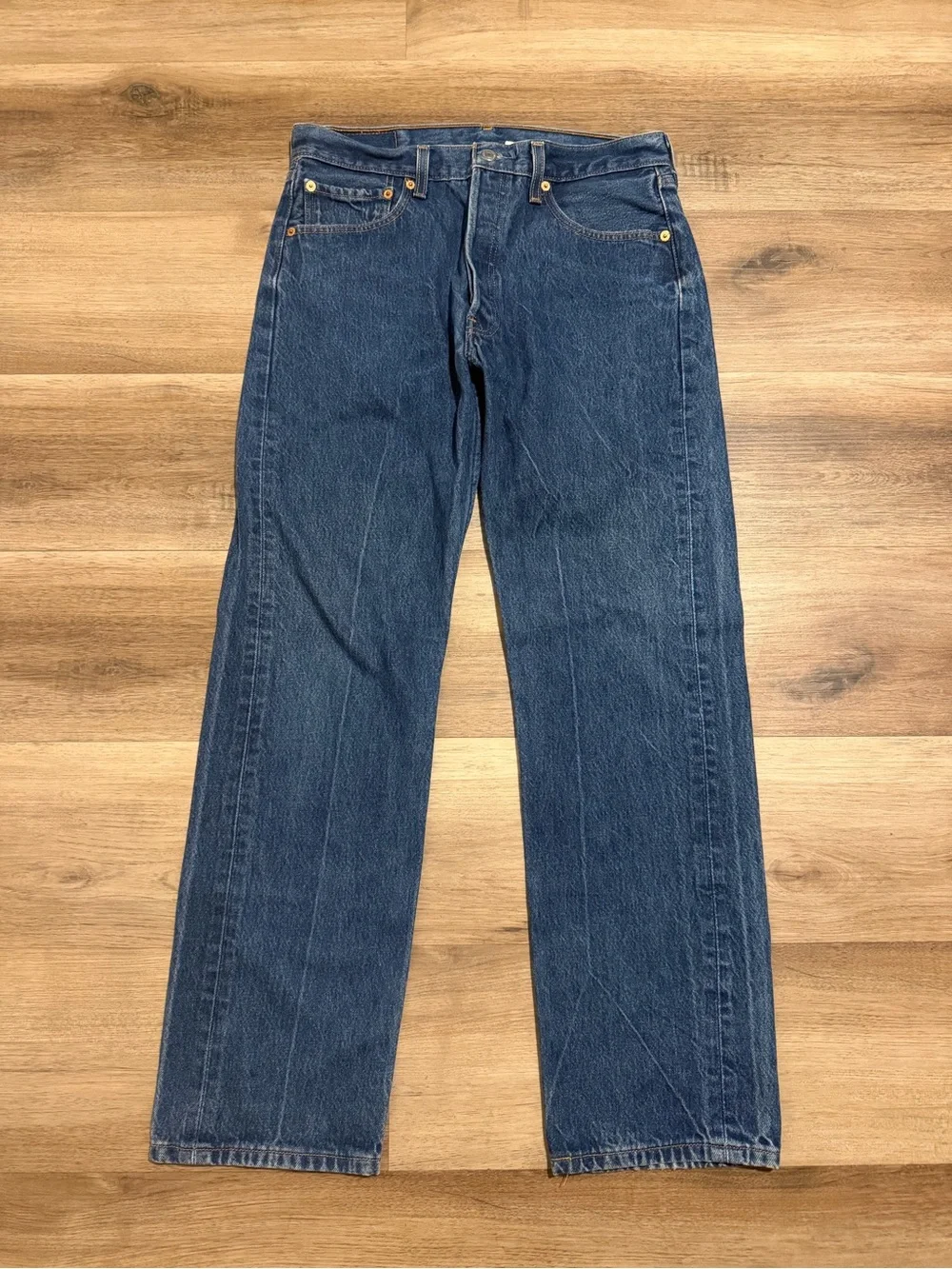 Vintage Levi’s 501 Button Fly Jeans Black Batwing 33x33 actual 32x30